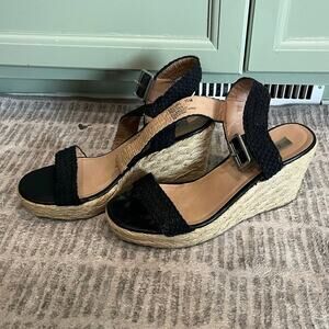 Steve Madden Brussel Platform Wedge Sandals Braided BRUS01S1 Black Size 10 M